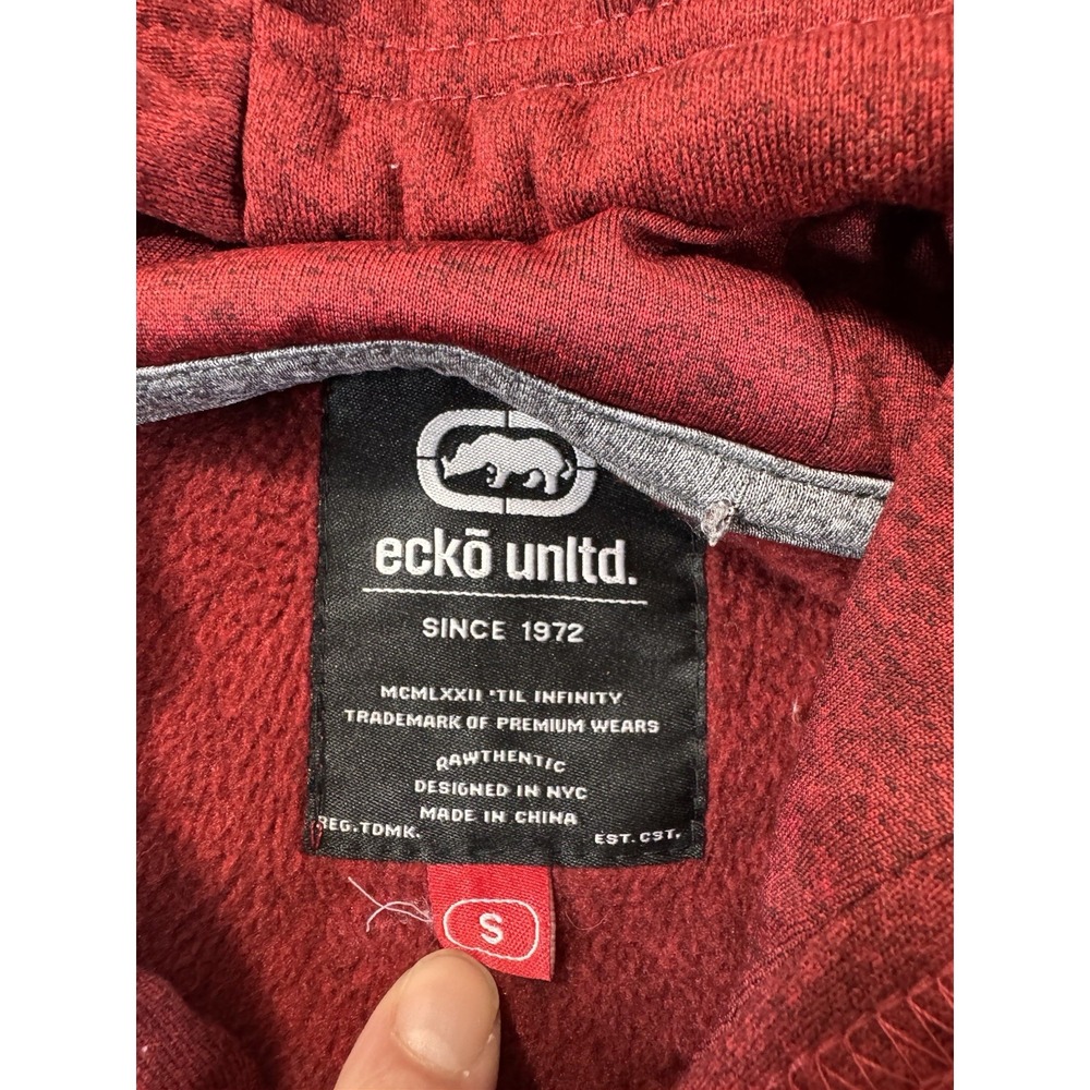 Ecko Unltd Mens Hoodie Red Small Rhino Casual Y2K Embroidered Logo EUC - Picture 4 of 8
